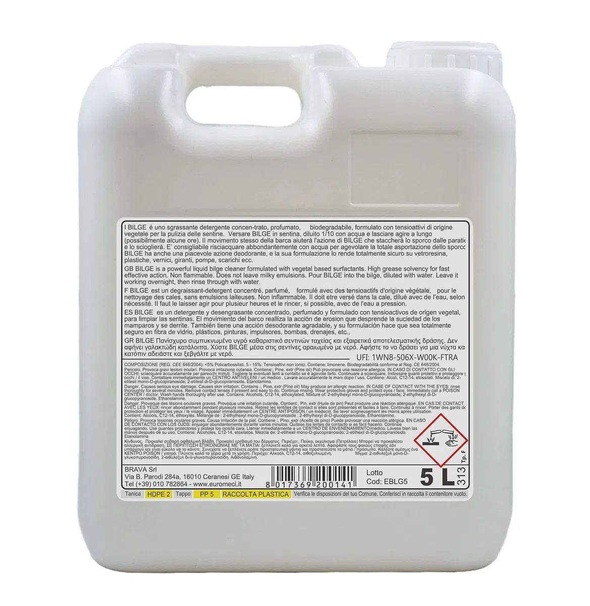 Bilge, Detergente concentrato per Sentine, 5.000 ml