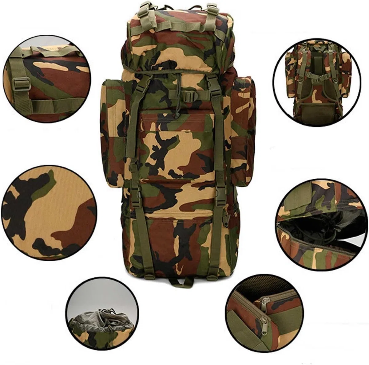 Zaino da Viaggio Sportivo Zaino da Trekking da 65 Litri Zaino da Trekking Impermeabile, Zaino da Viaggio Sport da Alpinismo per Alpinismo Arrampicata(H)