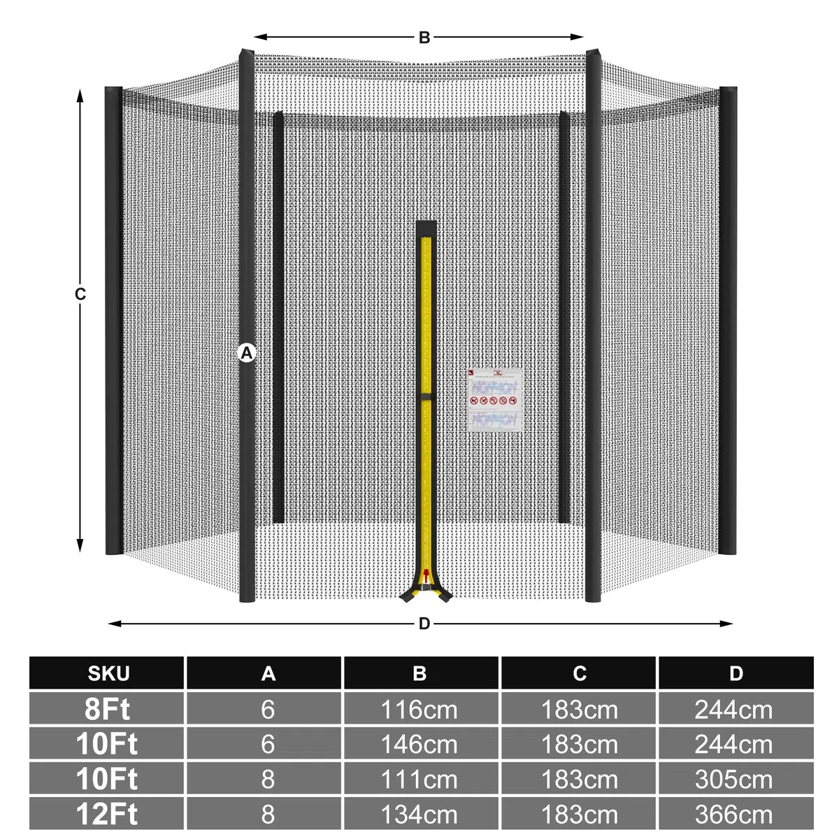 Cliselda Rete di Sicurezza per Trampolino con Ø 244cm 305cm 366cm 427cm - Rete di Ricambio per Trampolino,Resistente ai Raggi UV