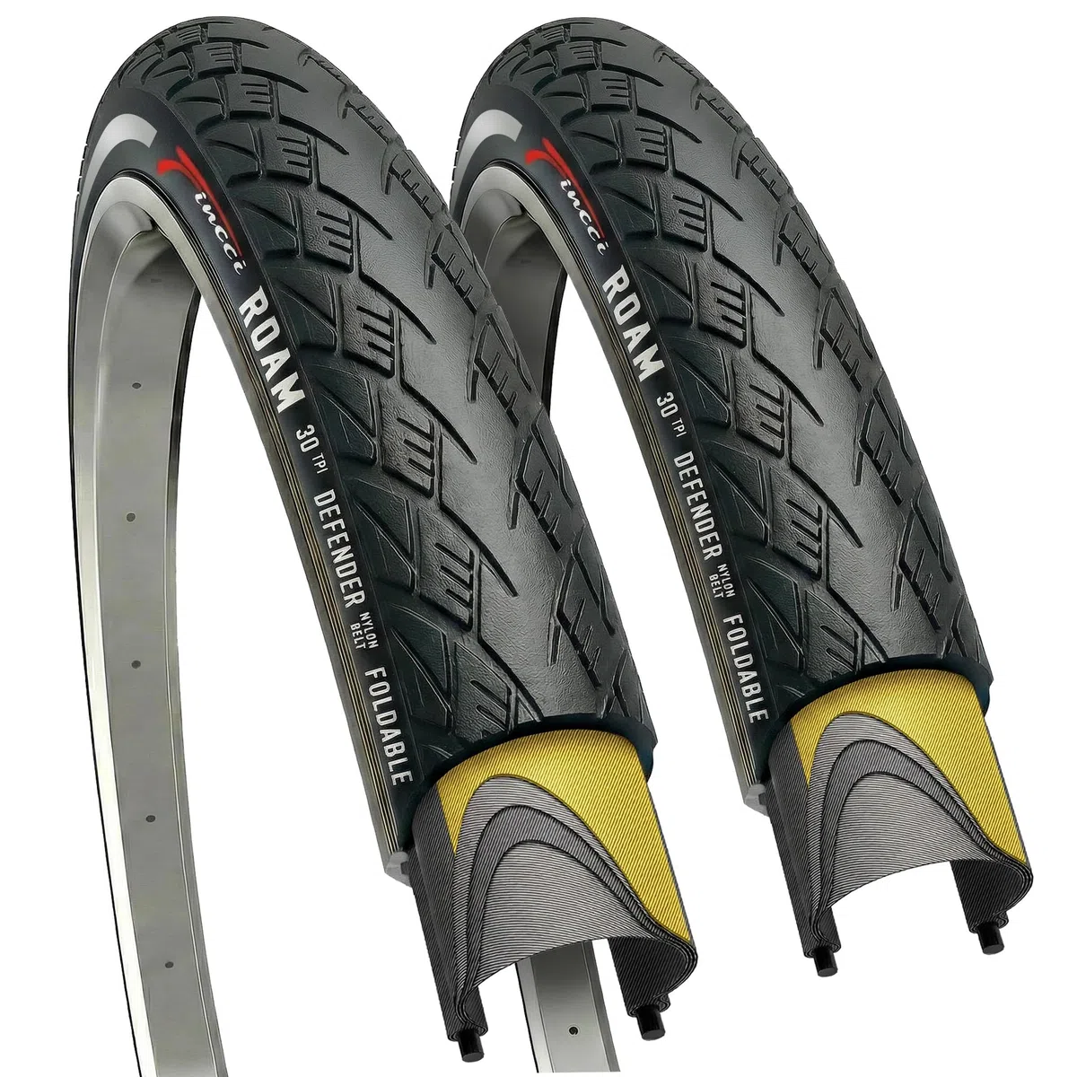 Fincci Copertone Bici 700x35c 37-622 Pieghevole con Protezione Riflettente | Copertone 37-622 con Carcassa 30TPI e Protezione Anti-Foratura Lv3 per Pneumatici Bici 28 700 x 35c a 50-80 PSI - Set da 2