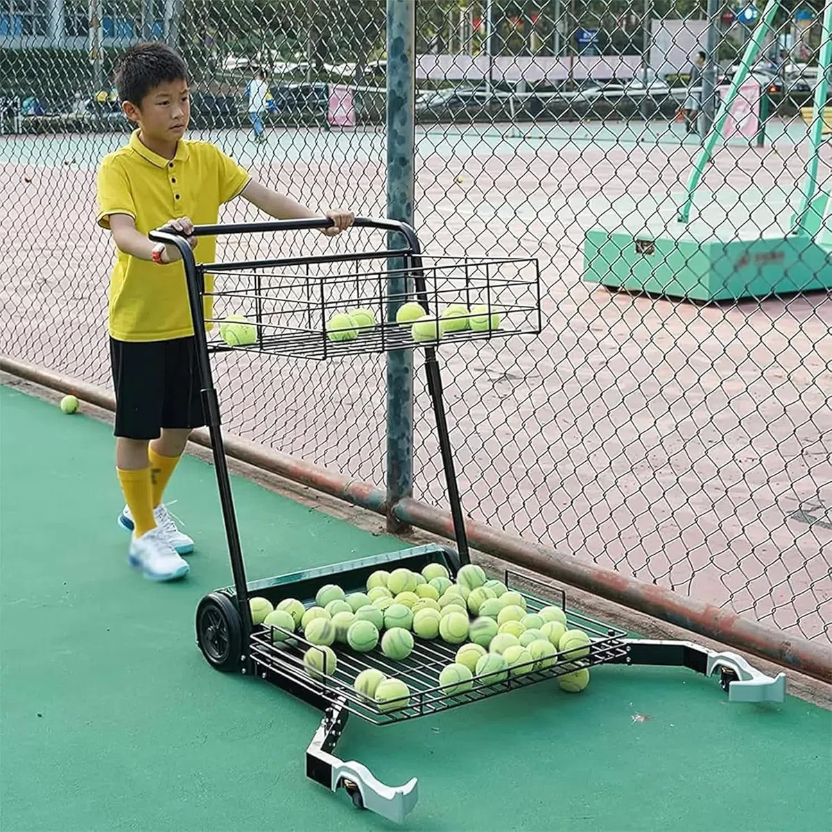 Raccoglitore automatico di palline da tennis, può contenere fino a 290 palline, attrezzatura per raccogliere facilmente le palline