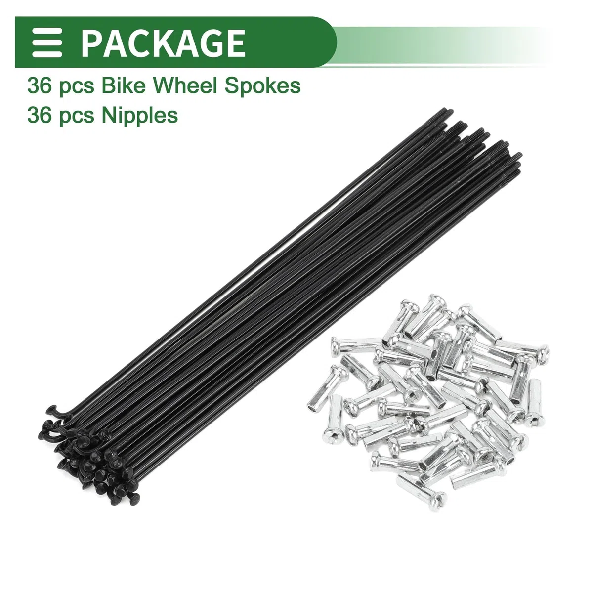 36 raggi in acciaio al carbonio, 14 G, colore nero, 125-209 mm, per riparazione ruote, ricambio con nippli per mountain bike e bici da strada (36 pezzi - 177 mm)