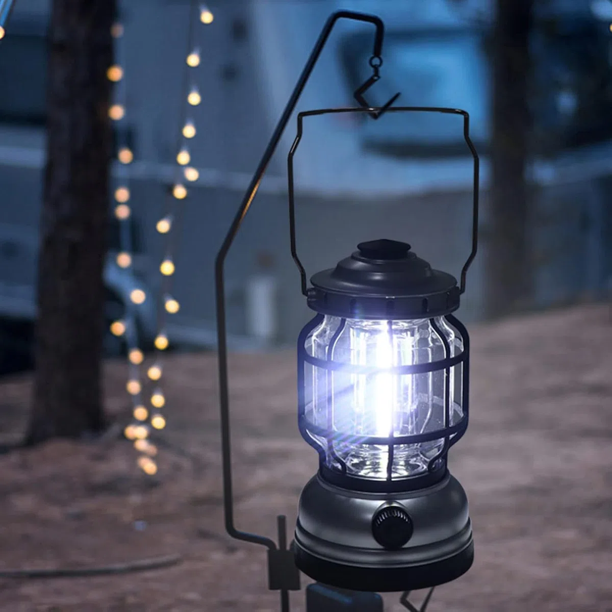 5 Pezzi Lanterna da Campeggio Multifunzione - Ricaricabile Solare e USB, 2 Modalità di Illuminazione - CW976-5PZ (Argento)