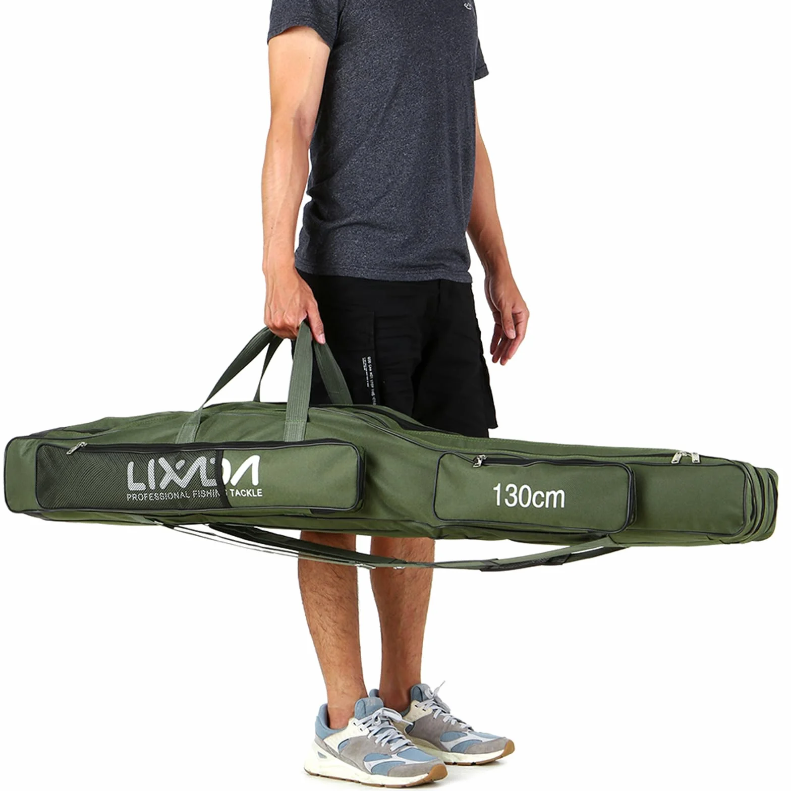 Lixada Borse Canna da Pesca Portatile Borsa a rotelle Tre Strati Pieghevole Canna Da Pesca Borsa Bobina Tackle Strumento Carry Case Carrier Travel Bag