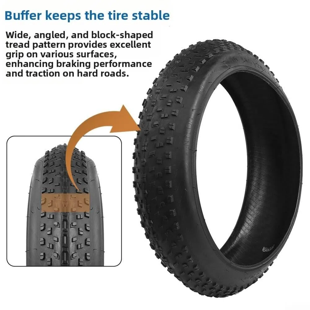 Pneumatico Fat Tire 20x4.0, Gomma antiforatura, battistrada Antiscivolo per Neve e Spiaggia, Compatibile con Mountain Bike elettriche Pieghevoli.