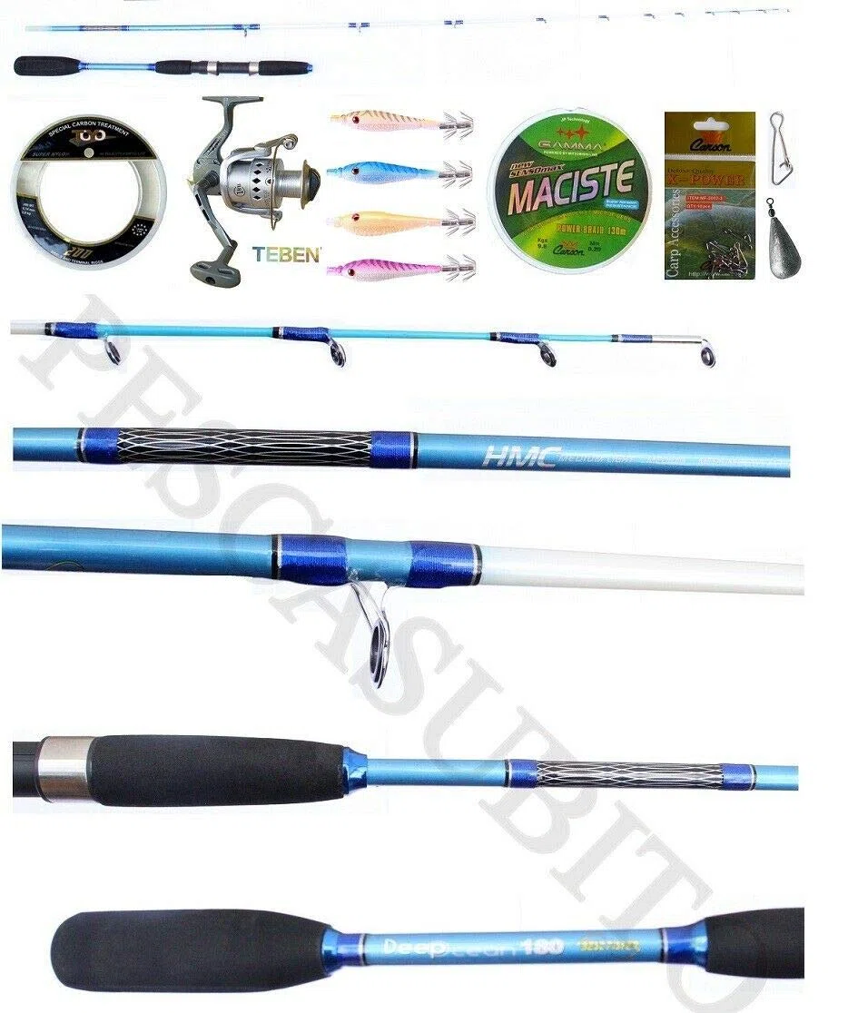 Kit Pesca Tataki Canna Slow Jigging e Calamaro - Deep Ocean Seppia Calamari