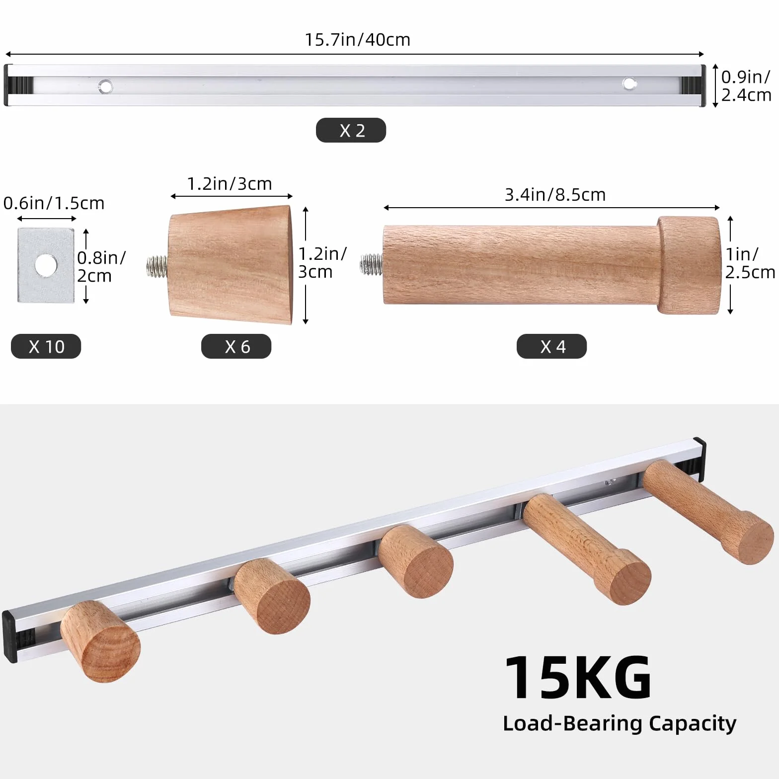 Fuloon Supporti da Parete per Sci/Snowboard,Portaoggetti per snowboard, Porta Sci da Muro Portasci Parete per Portasci per Casa e Garage Appendiabiti per Organizer 2 Rastrelliere - 80cm, Fino a 30 kg