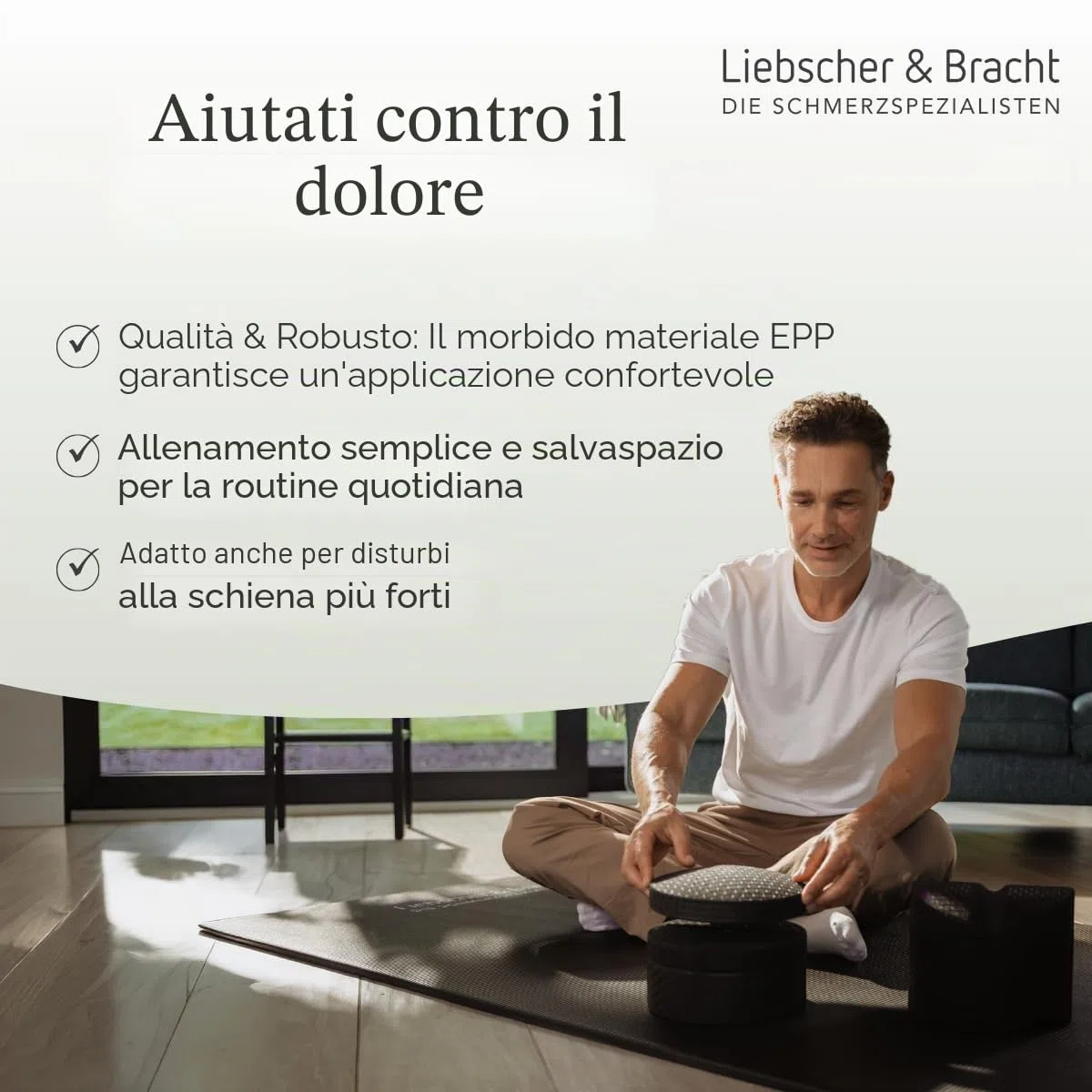 Liebscher & Bracht L'originale attrezzo per la schiena con scanalatura per la colonna vertebrale e regolabile in altezza, prodotto in Germania, per esercizi di applicazione, colore nero