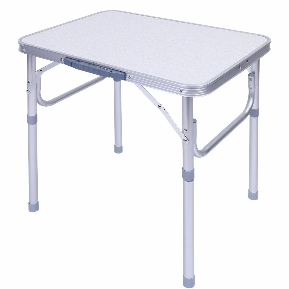 Dioche Tavolo Pieghevole da Campeggio e Giardino, Tavolino da PIC-nic con maniglia di trasporto Tavolo da Campeggio in Alluminio Altezza Regolabile da 25-56 cm