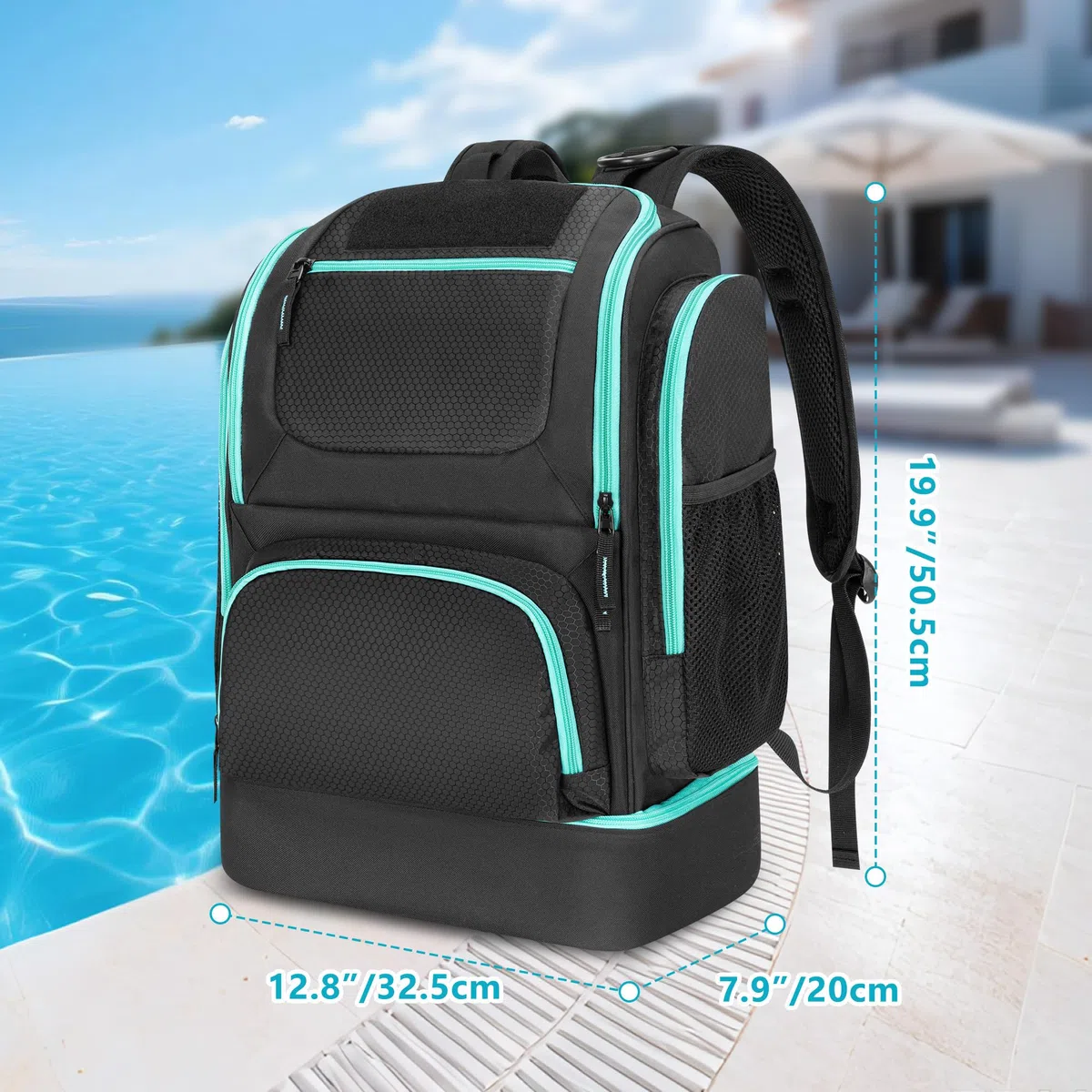 GOBUROS Borsa da Nuoto per Nuotatori con Scomparto per Scarpe, Zaino da Piscina per Uomini e Donne, Borsa con Tasche Multiple per l'Organizzazione dell'Attrezzatura