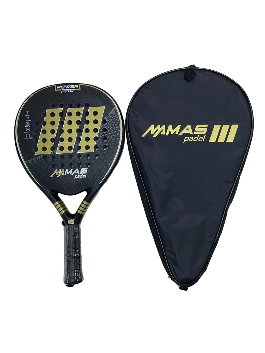 POWER PRO - Racchetta da Padel, Oro/Nero, Unisex, Adulto, 100% Rivestimento in Carbonio, Superficie Ruvida, Alta Performance