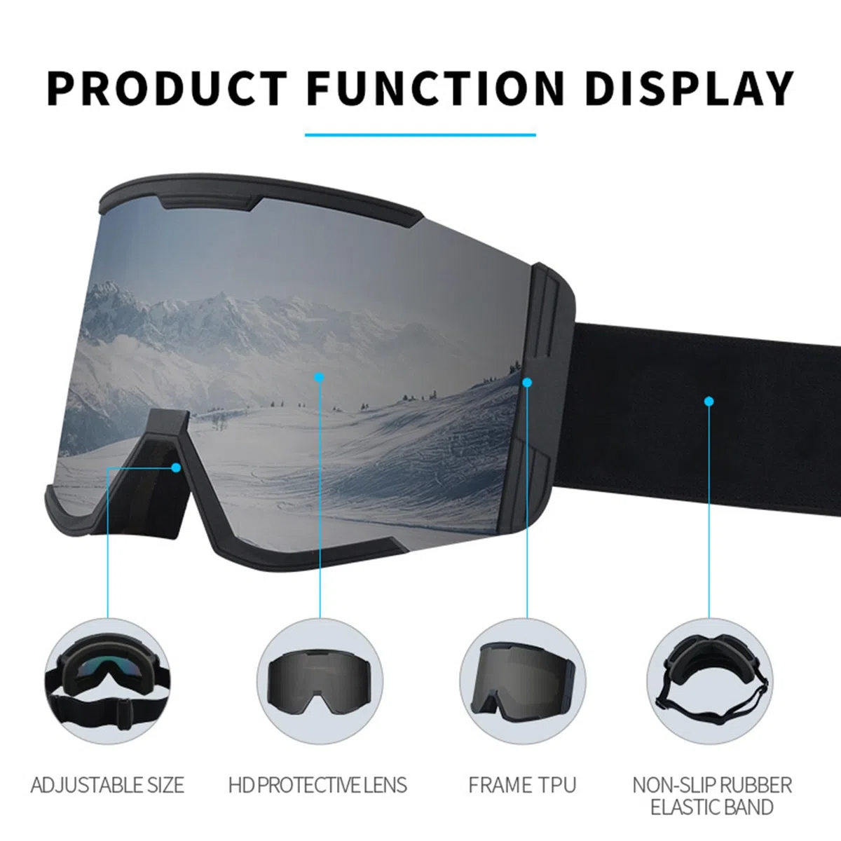Protezioni UV Anti Nebbia Lente Occhiali Da Neve Grande Visione Pattinaggio Occhiali Da Sci per Uomini Donne Neve Snowboard Sport All'aperto