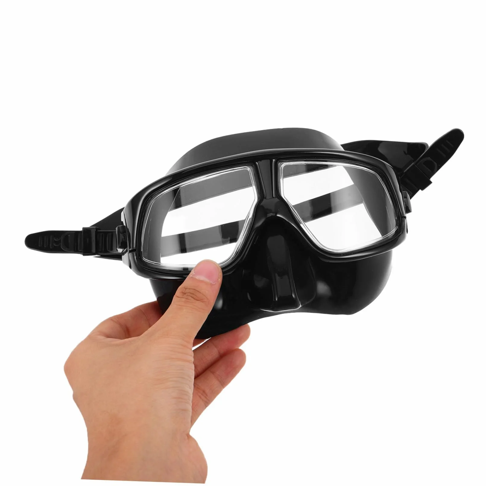 Maschera Subacquea Nera in Silicone con Cinghia Regolabile | Campo Visivo Esteso a Volume Ridotto, per Snorkeling e Nuoto in Piscina, per Adulti