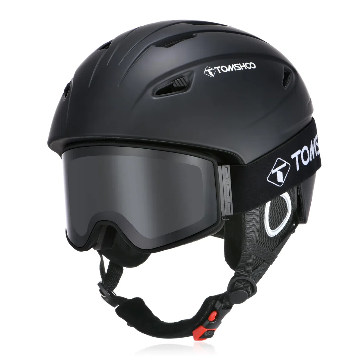 TOMSHOO Set di Casco da Sci, Snowboard, con Occhiali da Sci, para Orecchie, Aperture di Ventilazione, Fodera Rimovibile, Regolabile Casco da Snowboard e Goggle, per Uomo e Donna Unisex