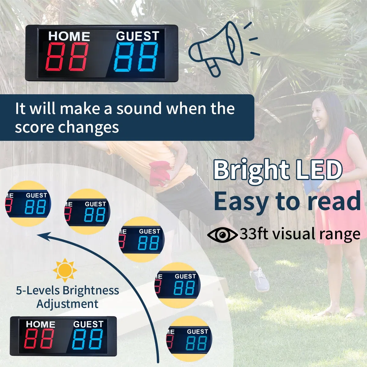 YZ LED Portatile elettronico tabellone Calcio, Tavolo da Tennis contatore, tabellone Tennis, tabellone Digitale, Cornhole tabellone, per la pallavolo, Basket, Badminton Indoor Outdoor