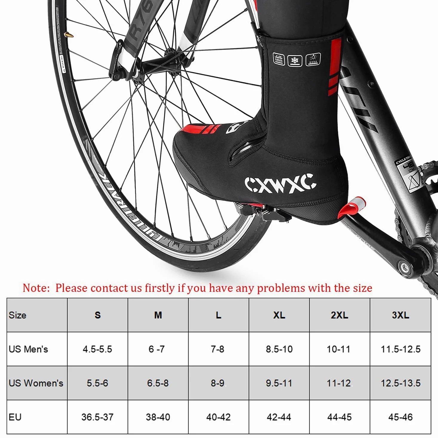 CXWXC Copriscarpe da Ciclismo in Neoprene, Impermeabili, Invernali, Termici, Caldi, per Uomo e Donna, Stivaletti da Mountain Bike