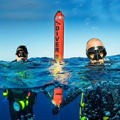 Tbest 6FT Indicatore di Superficie per Immersione con Fascia Riflettente ad Alta visibilità Scuba Diving Gonfiabile Segnale di Superficie SMB Accessorio per Boa Attrezzatura(Rosso)
