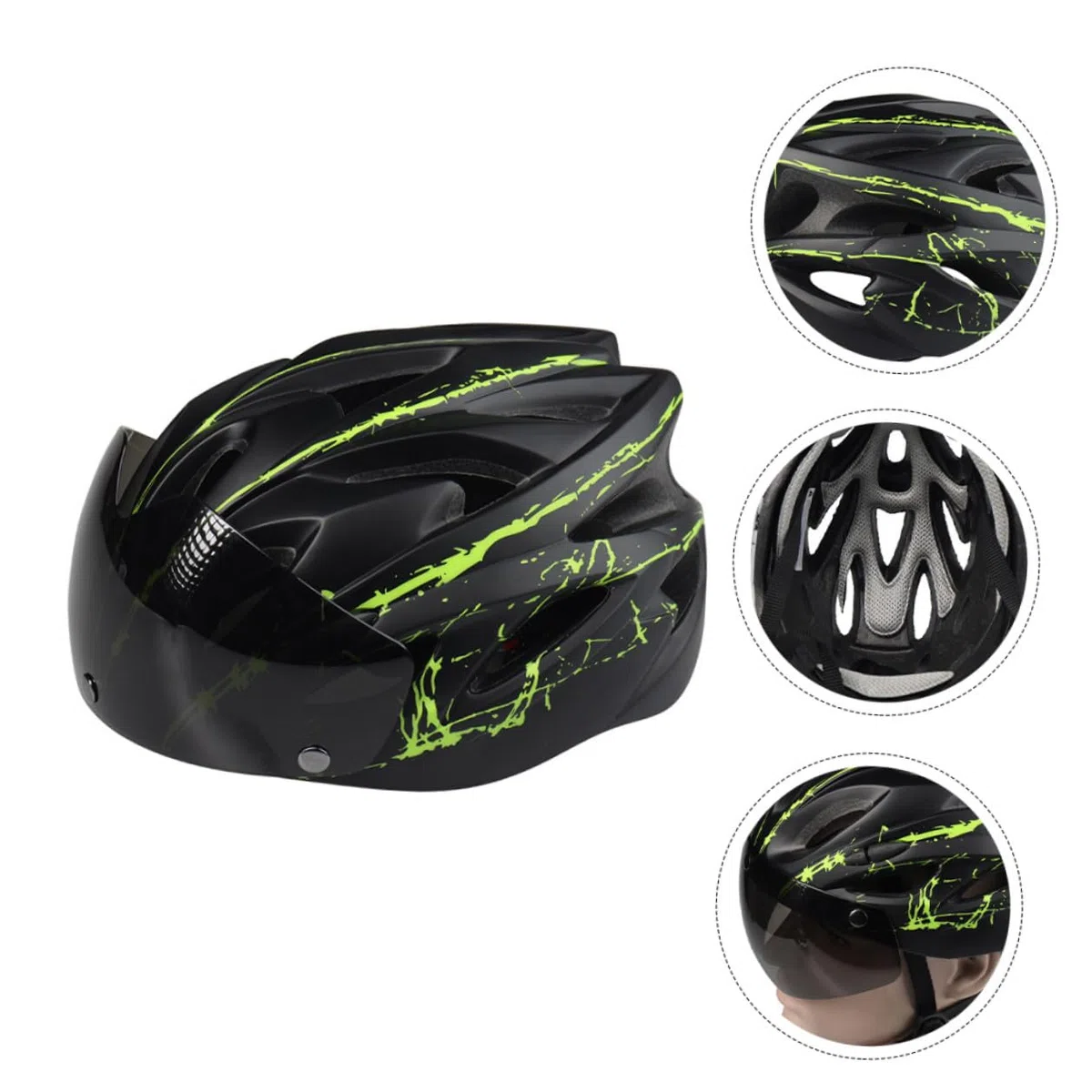 Casco da Bici con Occhiali Magnetici Staccabili, Leggero e Traspirante in Schiuma Protettiva e Pc, Design Sicuro e Adatto per Ciclismo Urbano e Outdoor