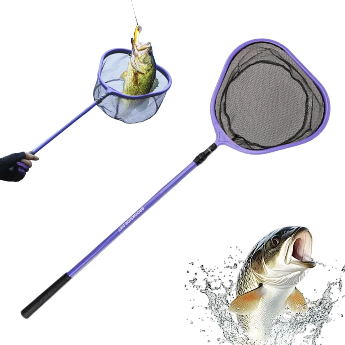 Guadino da pesca Attrezzatura Telescopica a Rete a Maglie con Lenza | Retino da Bass per Kayak, Barca, Stagno, Lago, Acqua Salata, Trota, Persico Trota e Pesce Gatto