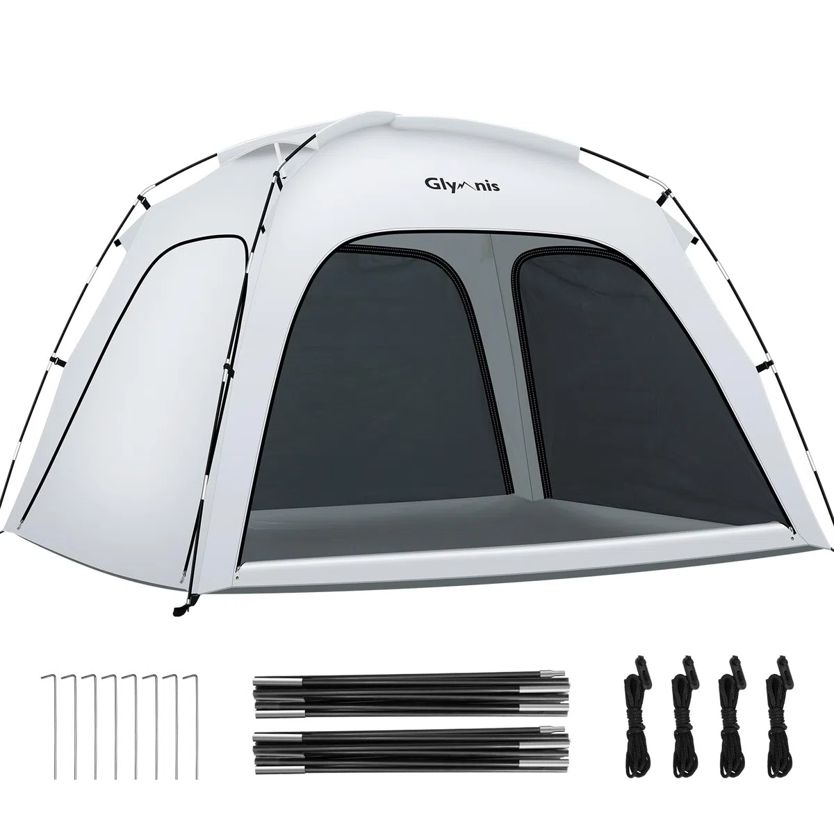 Glymnis Tenda da Spiaggia Grande Adatta a 3-4 Persone, Tenda da Spiaggia Portatile con Cerniera, Leggera Tenda Sole Spiaggia con Dimensioni di 220 x 180 x 125 cm, Facile da Montare, UPF 50+