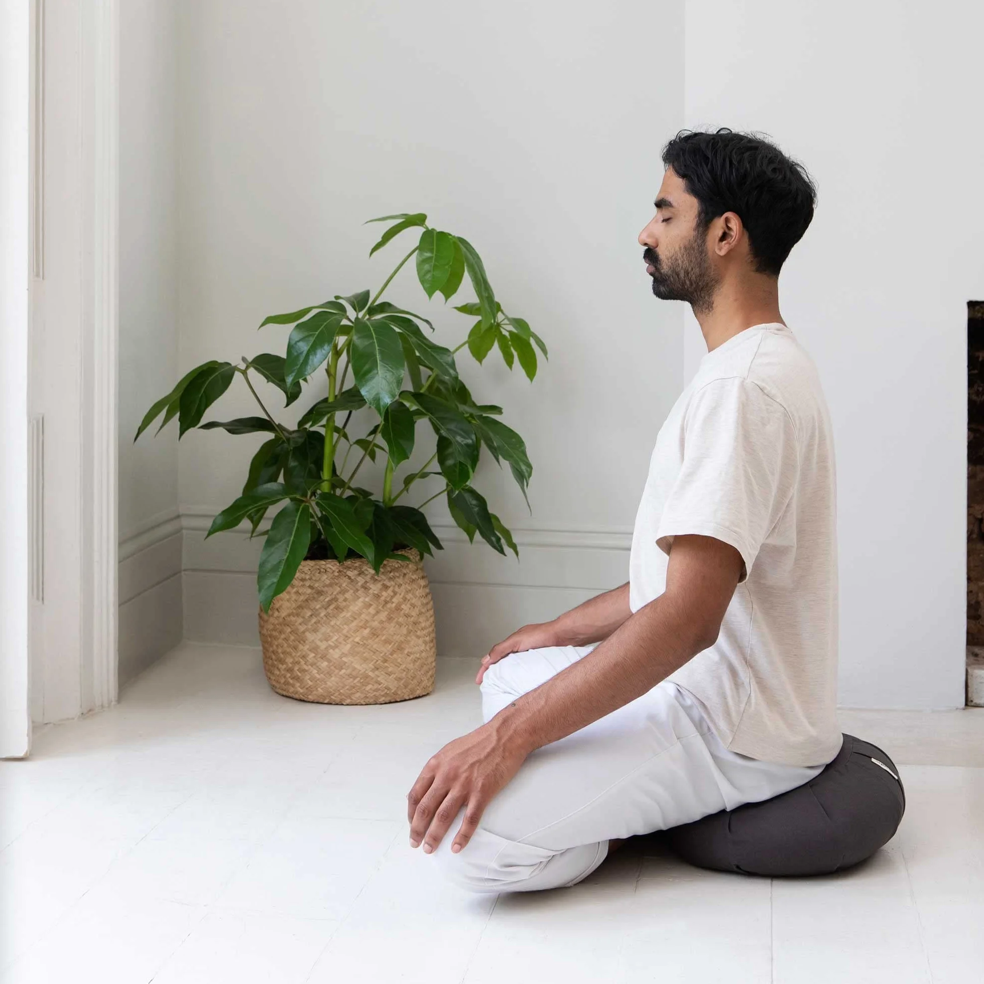 basaho CRESCENT Zafu Cuscino da Meditazione | Cotone Organico | Gusci di Grano Saraceno | Rivestimento Lavabile Rimovibile