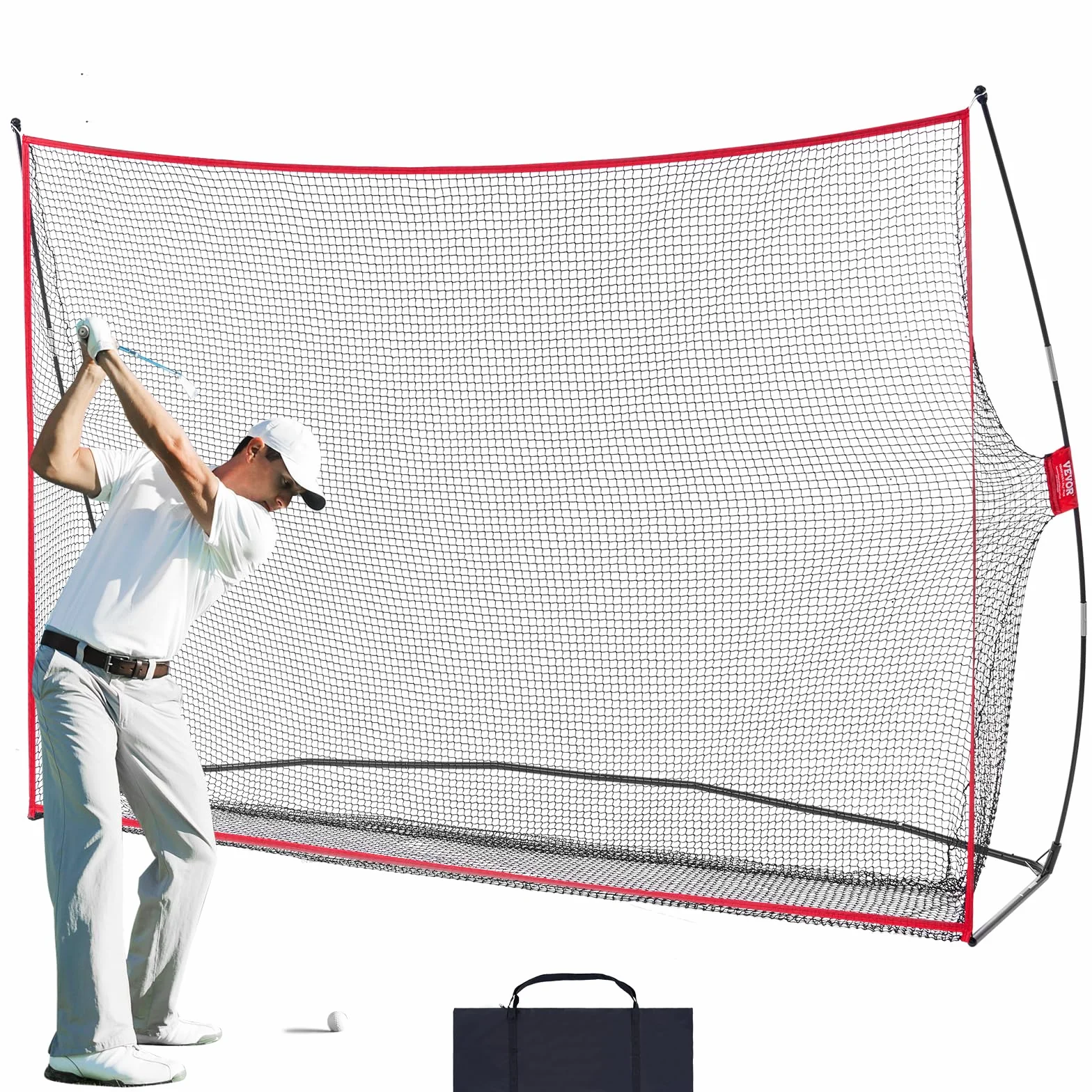 VEVOR Rete da Golf 10x7ft, Uso Interno Esterno, Rete Ausiliaria da Golf Portatile per la Casa con Robusto Telaio in Fibra di Vetro e Borsa per Il Trasporto, Regalo per Uomini, Amanti del Golf
