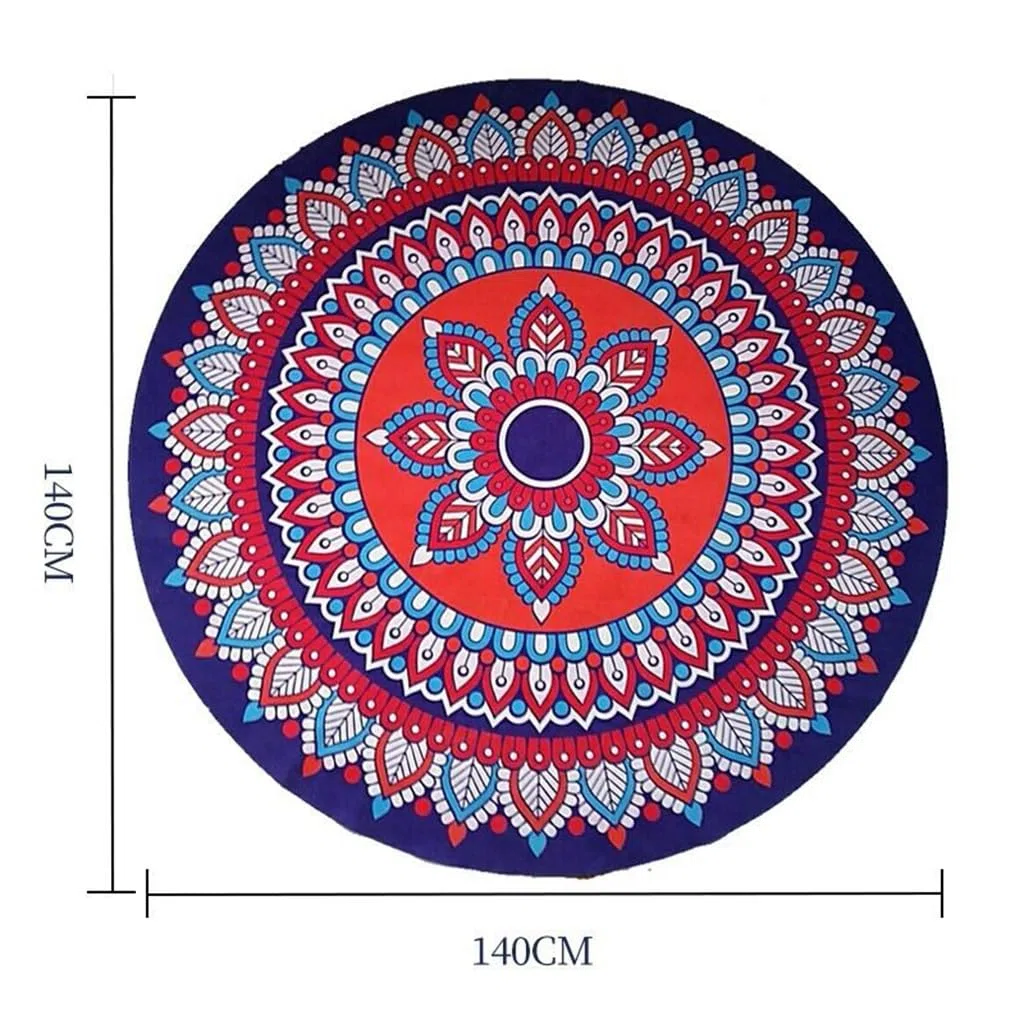 RajoNN Tappetino da Yoga Stampato Premium Tappetino da Meditazione Antiscivolo Mandala Tappetino da Meditazione Spesso 5 mm 55 * 55 Pollici per Pilates, Sport all'Aria Aperta