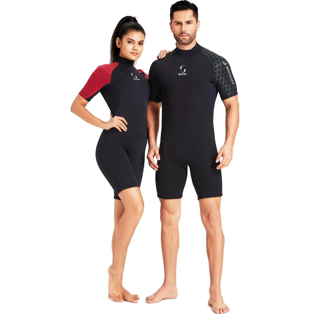 Muta corta da donna, in neoprene, 3 mm, a maniche corte, in neoprene, per surf, nuoto, kayak, snorkeling, canoa, immersioni subacquee (rosso)