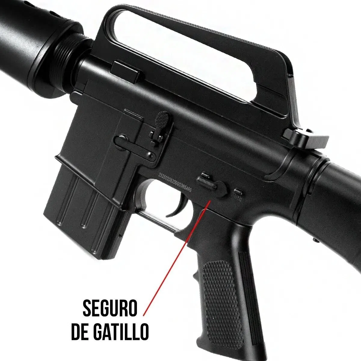 2EAGLE Fucile Airsoft M308 Stile M16 - Modello a Molla - Armamento Manuale/Colpo per Colpo - Materiale: Plastica ad Alta Resistenza - Colore: Nero - Potenza 0,5 Joule