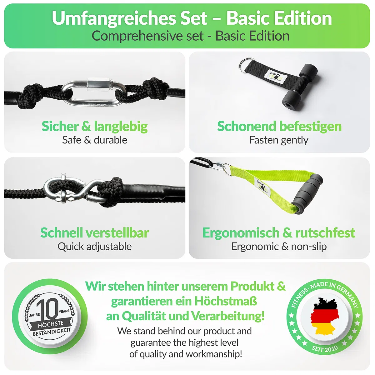 BodyCROSS Premium Original Sling Trainer – kit allenamento sospensione Professionale Completo | Alta Qualità Tedesca | Garanzia 10 Anni