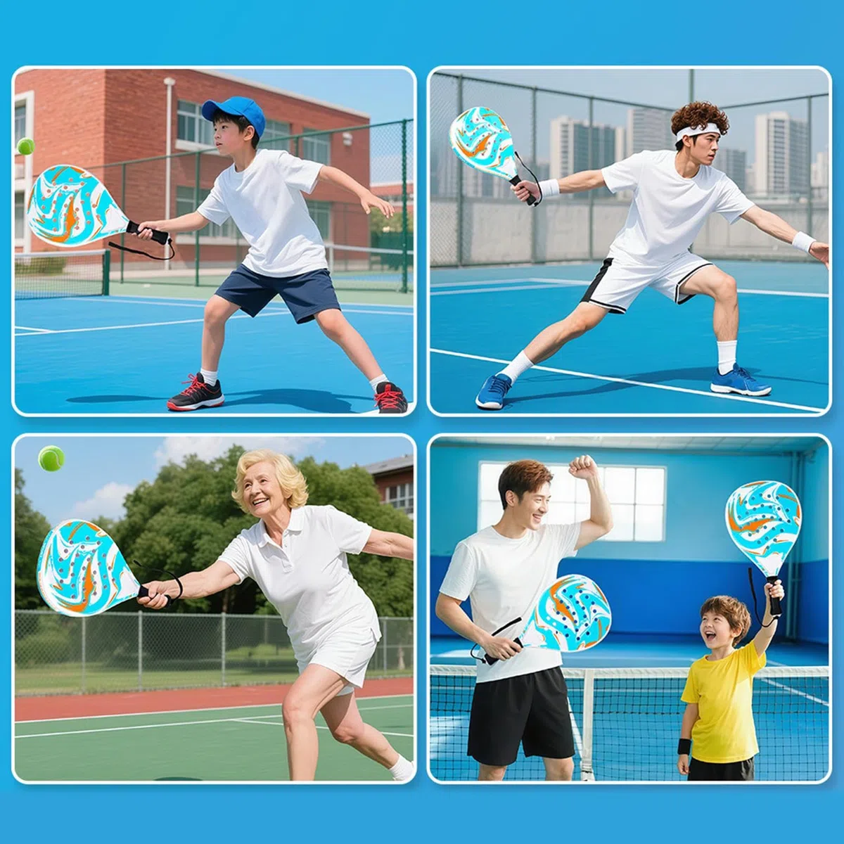 Racchette Pickleball, leggere, in fibra di carbonio, antiscivolo, per donne, bambini, adulti, sport, giochi, allenamento, parco, giardino, scuola, vacanze