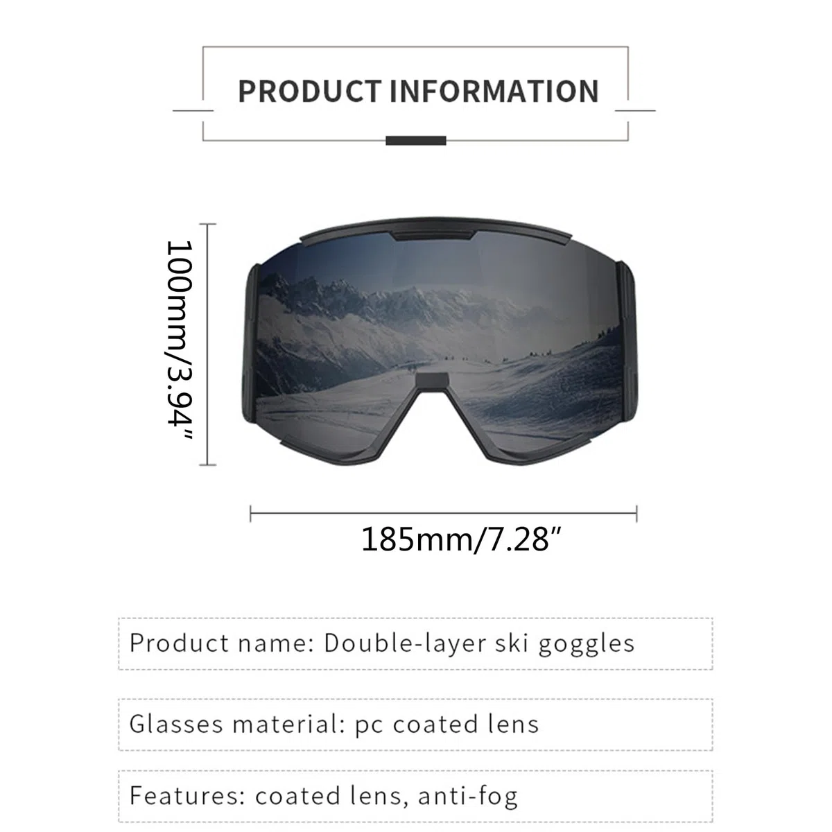 Occhiali protettivi UV Anti Fog Wide Vision Occhiali da sci per uomo donna antigraffio sopra gli occhiali da neve Gliding Eyewear