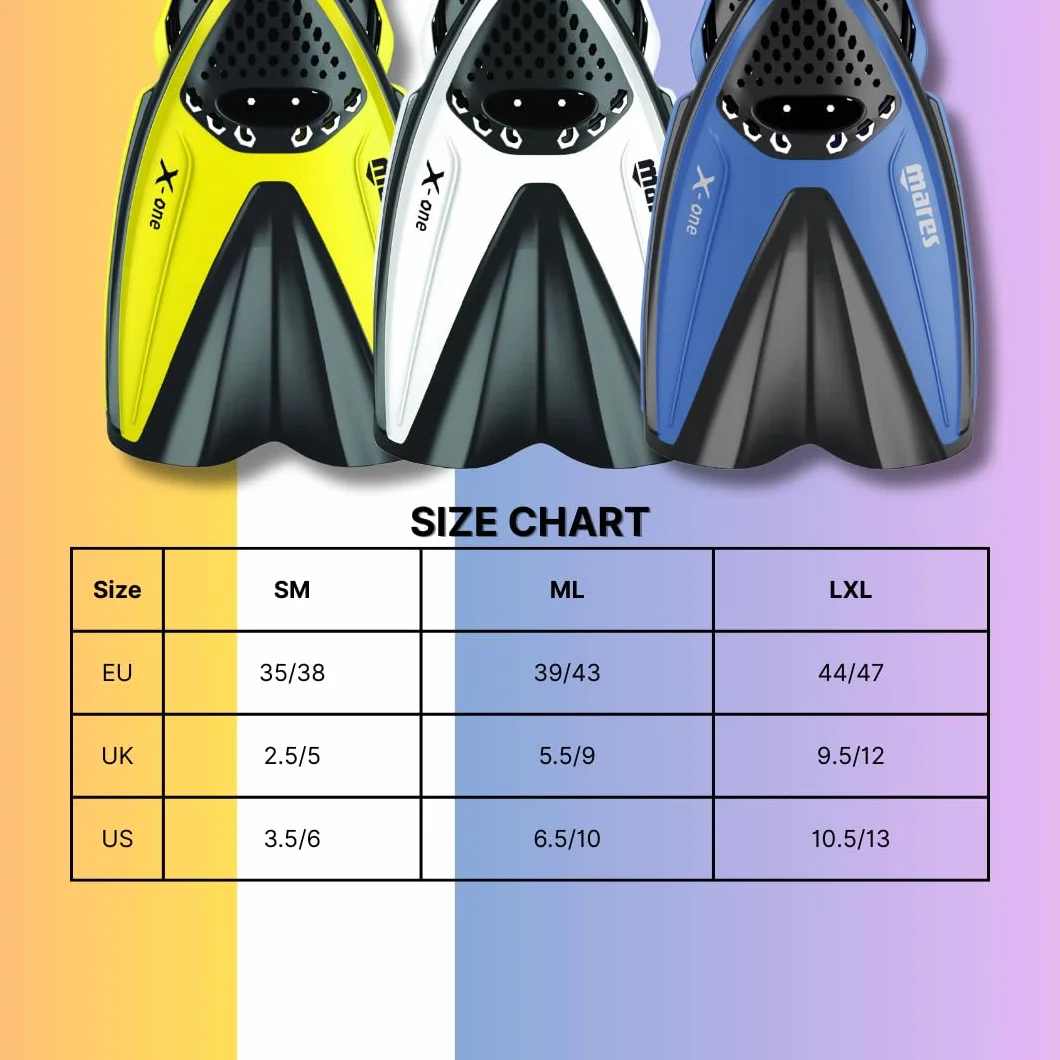 Mares X-One - Pinne snorkeling corte e leggere, scarpetta aperta forata, tecnologia Channel Thrust, ideali per viaggi e immersioni tropicali, 35/38