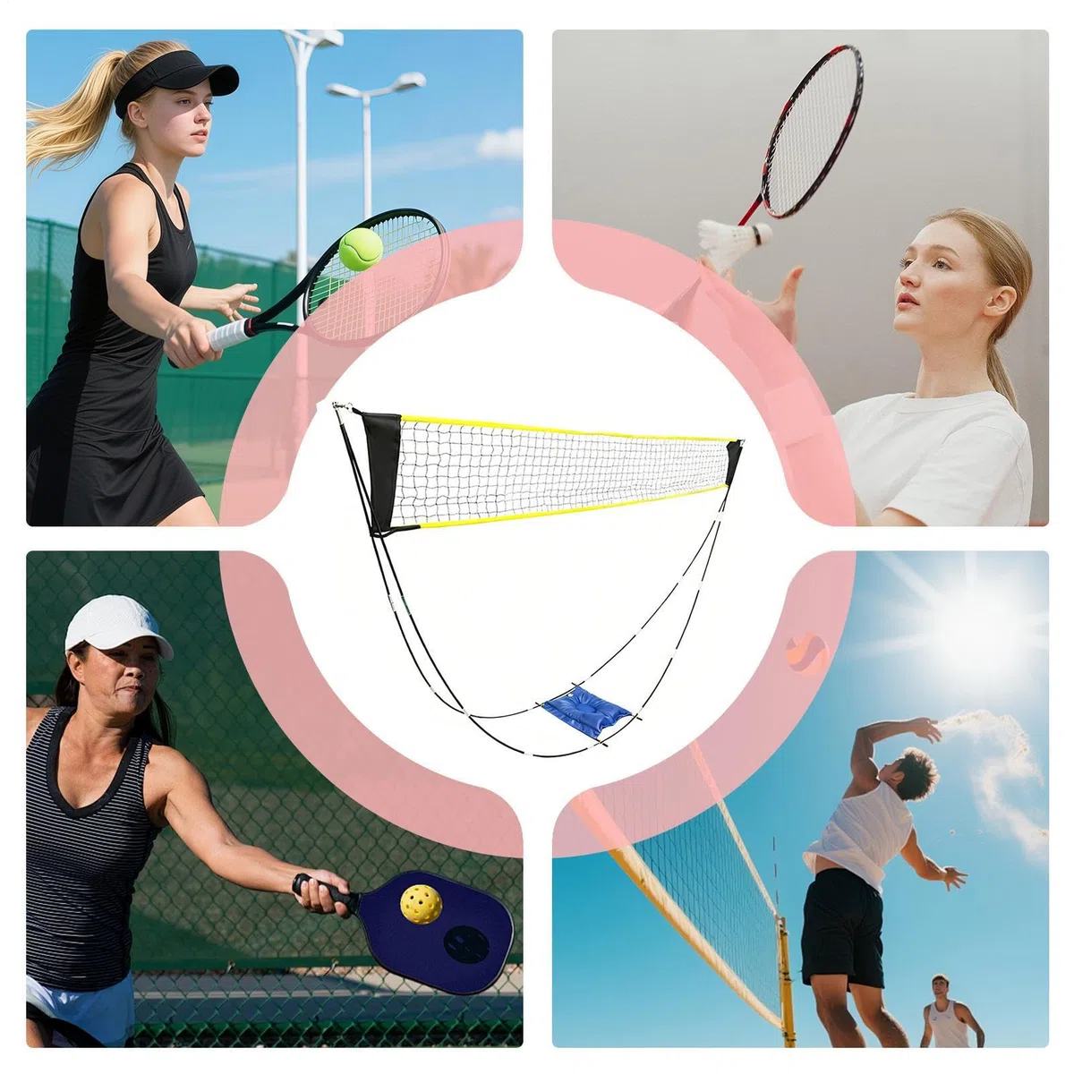 Rete da Badminton Attrezzatura per Allenamento Pieghevole | Rete da Tennis Compatta per Pratica in Giardino, Campeggio, Spiaggia, , Palestra, Scuola, Università