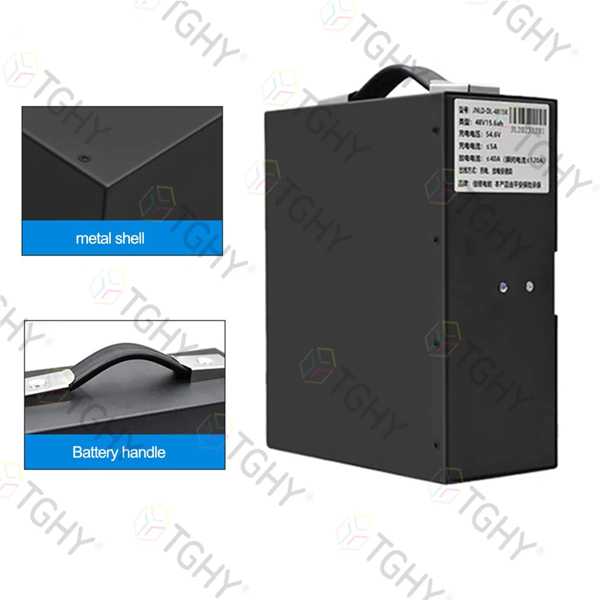 TGHY Transpallet Elettrico con Batteria LiFePO4 da 48 V | Scheda BMS integrata Maniglia portatile per carrelli elevatori manuali e per il carico e scarico di camion