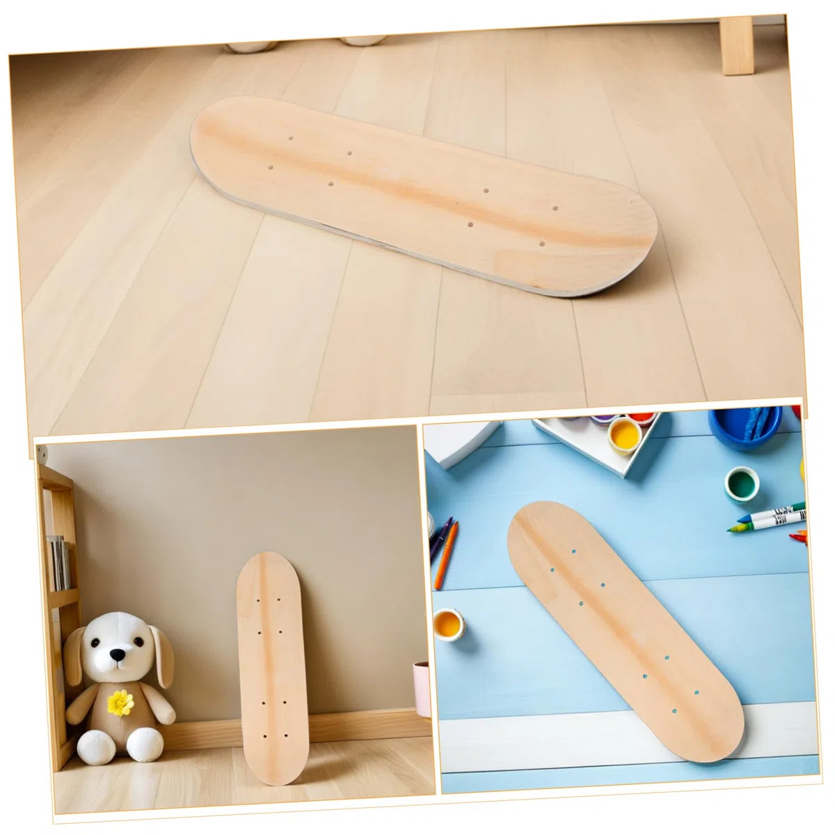 3pcs Blank DIY Skateboard Decks per incompiuta doppia coda di acero tavole di legno verniciabile Plain Skateboards per Creativo Dipinto a mano arte e graffiti