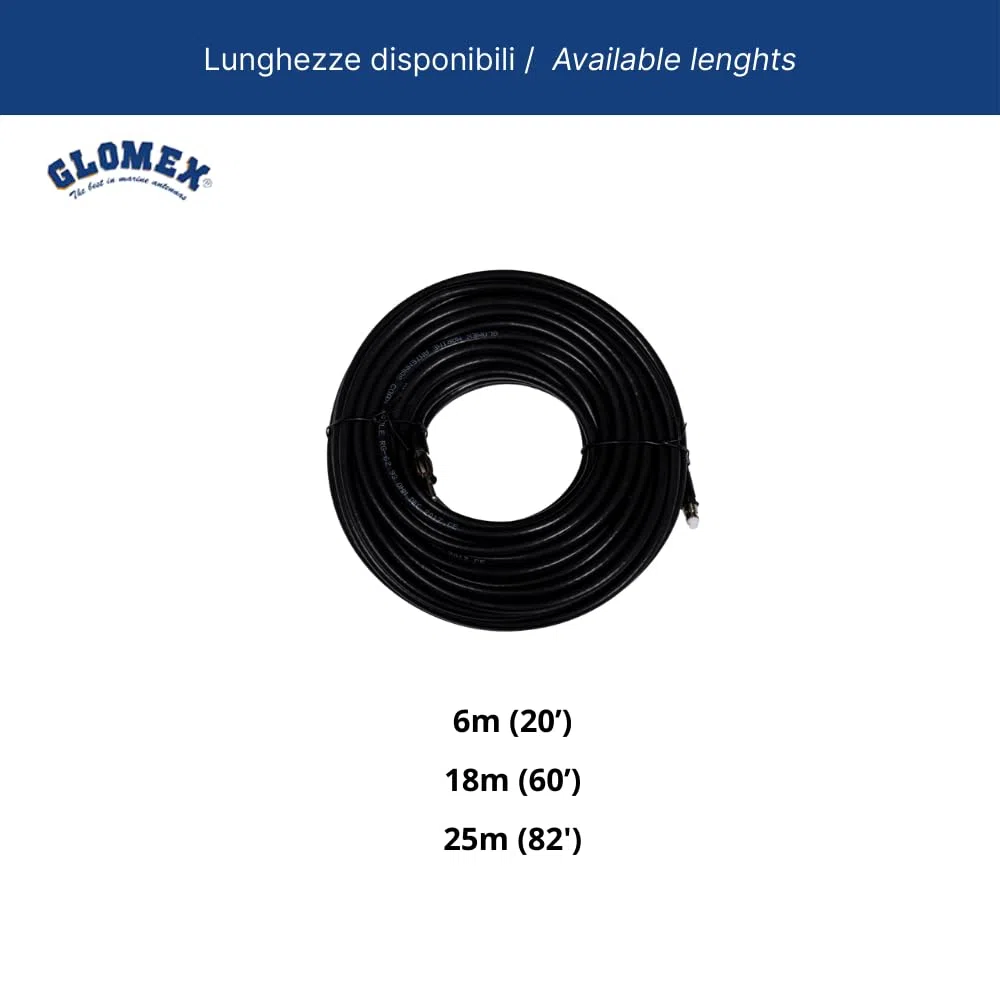 Glomex – Cavo Coassiale RG-62 Bassa Perdita 18m (93 Ohm), Modello RA360/18 – Connettori FME/Motorola Pre-Installati, Fast Fitting, Per Antenne FM Glomeasy, Per barche a vela, motore, gommoni, yacht