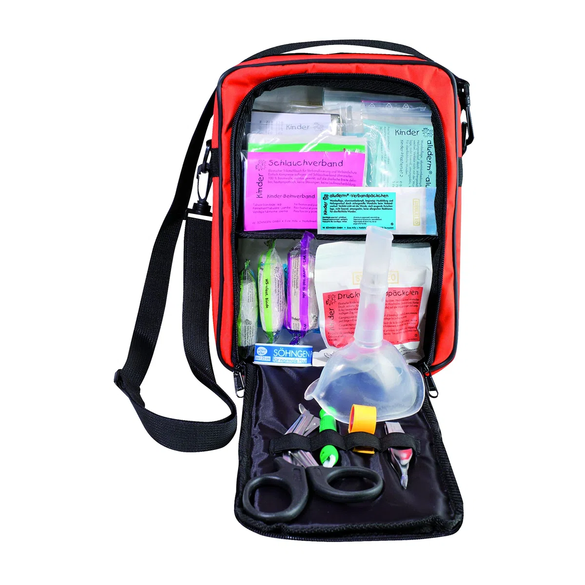 Borsa di primo soccorso SCOUT – gita scolastica (set di medicazione per bambini, aluderm – strisce aluplast dimensioni: 310 x 225 x 70 mm, kit di primo soccorso, medicazioni per bambini)