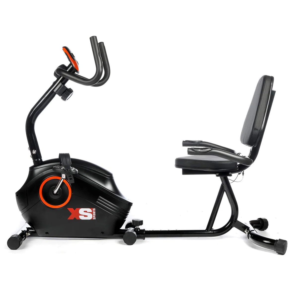 XS Sports B400R - Cyclette reclinata per riabilitazione, 8 livelli di resistenza magnetica, con monitor LCD, sensori di impulsi con maniglia, sedile regolabile