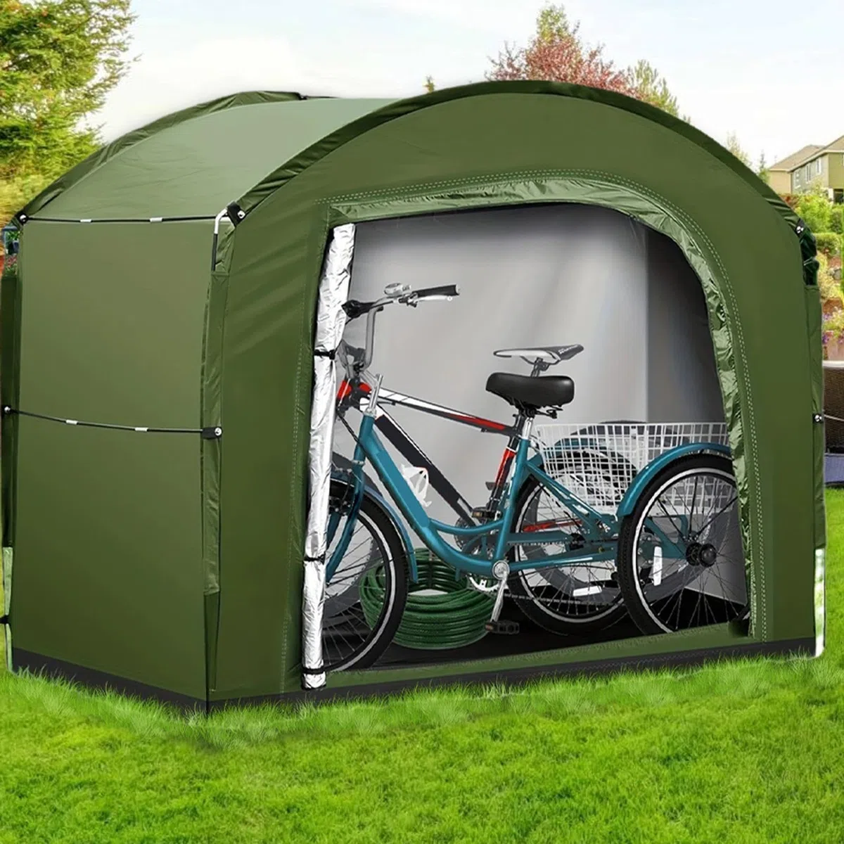Generico Fahrrad Abstellzelt,Organizer Zelt Aus Oxford-Stoff Für Fahrräder - Großvolumige Für Gartenwerkzeuge Campingausrüstung Poolzubehör