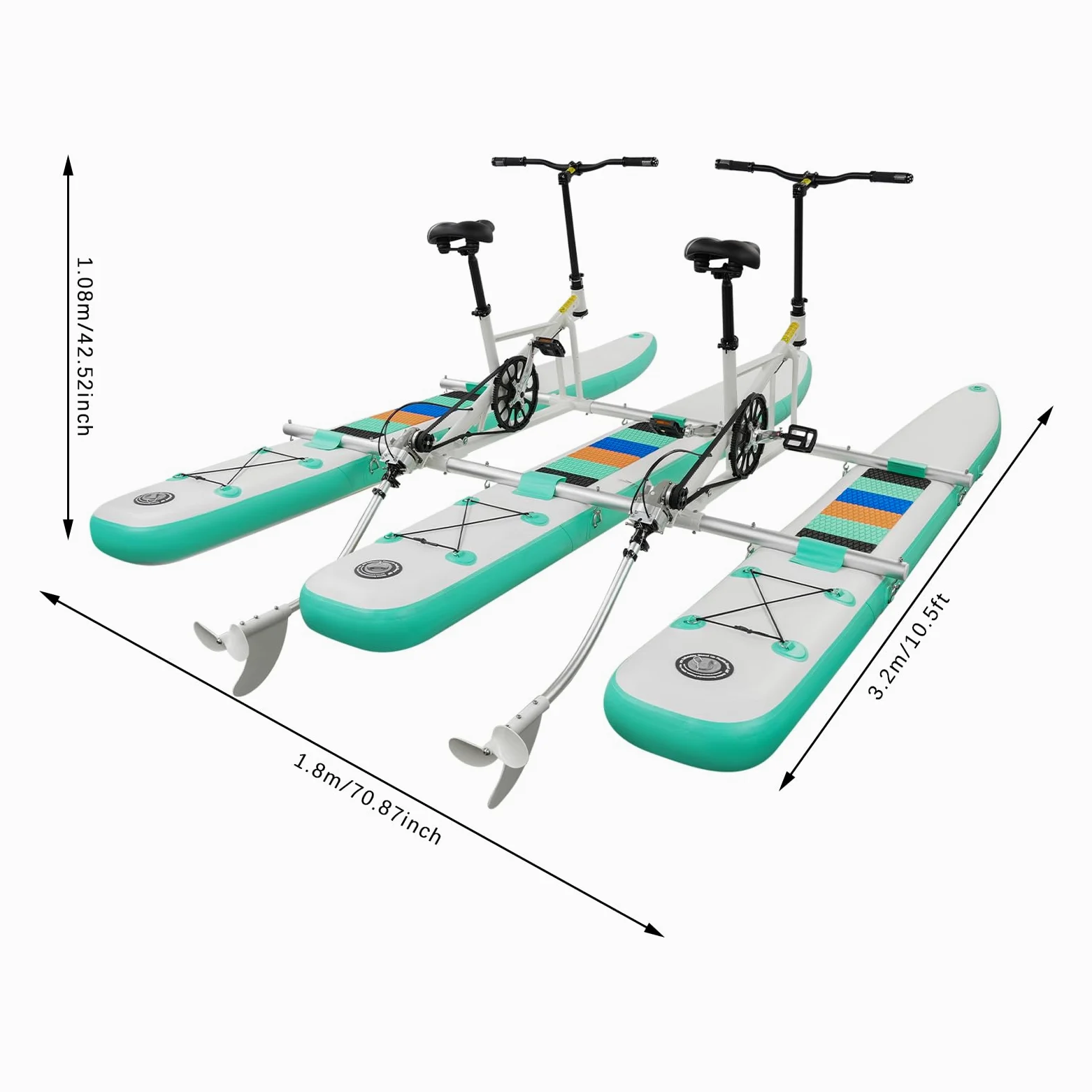 Bicicletta ad acqua per 2 persone, pedalò gonfiabile a due posti con telaio in alluminio, stabile fino a 180 kg, sedili regolabili, design multi-onton per laghi e fiumi, pompa inclusa – compatta
