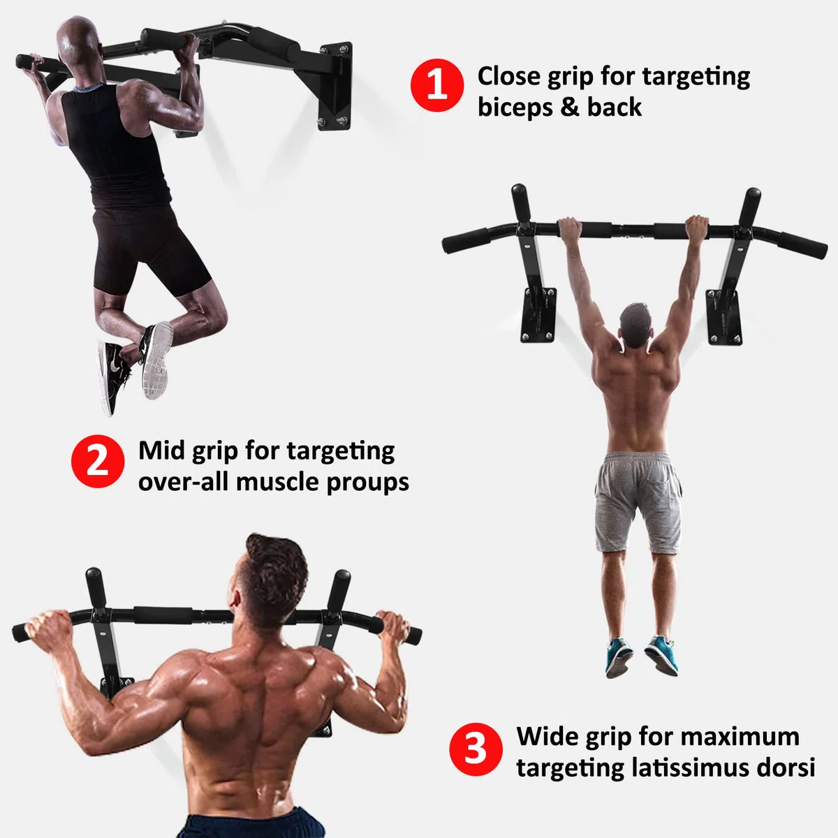 Barra per Trazioni Montata a Parete per Casa, Sbarra Trazioni a Muro Multifunzione per Sollevarsi, Fitness, Pull up Bar, Chin Up Multi-Grip Bar, Attrezzature per Fitness a Casa Sicure e Stabili