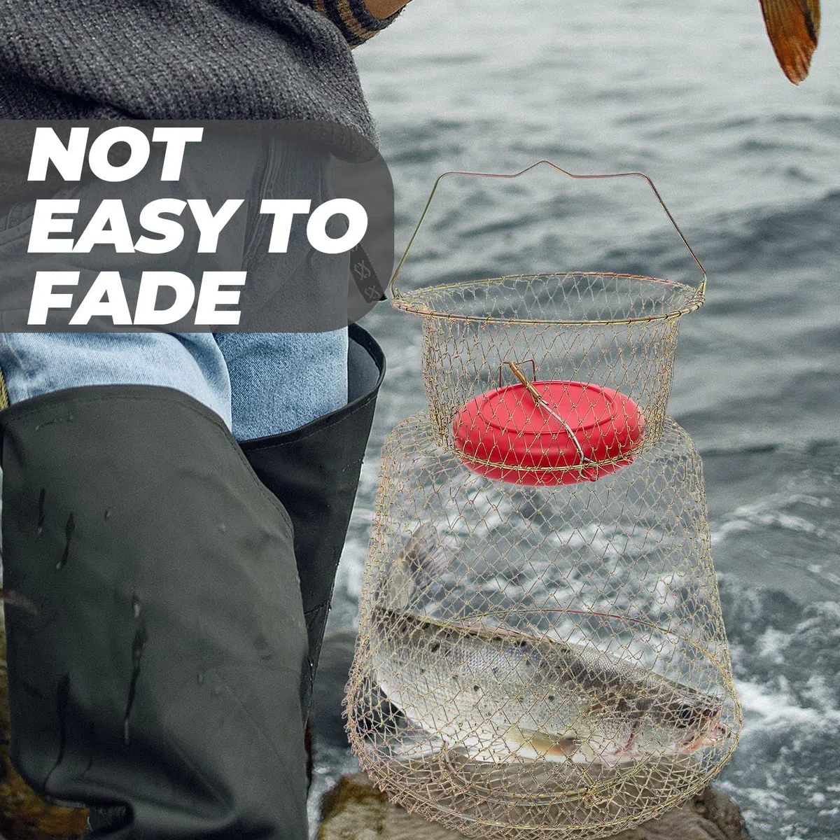 Cestino per Pesca in Ferro con Ciotola Galleggiante, Facile da Trasportare e Utilizzare, Trappola per Pesci Resistente e Accessorio Indispensabile la Pesca