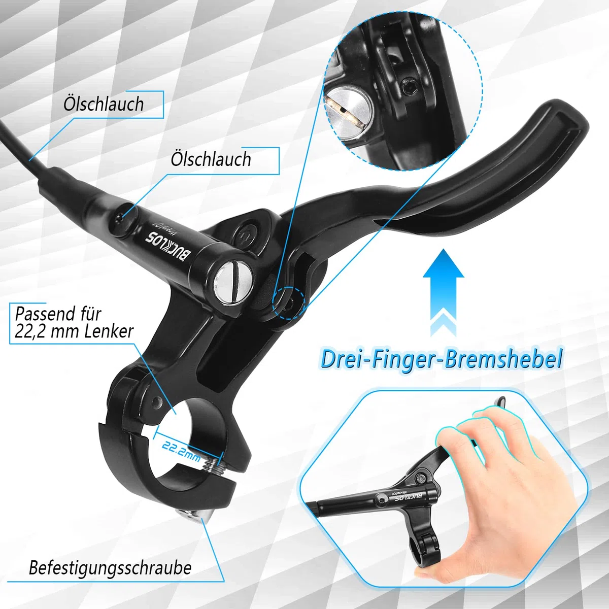 Set di freni a disco per mountain bike, linea idraulica MTB per freni a disco con pinza e leve in lega di alluminio/160 mm rotor/is/PM adattatore universale per bici elettriche/biciclette
