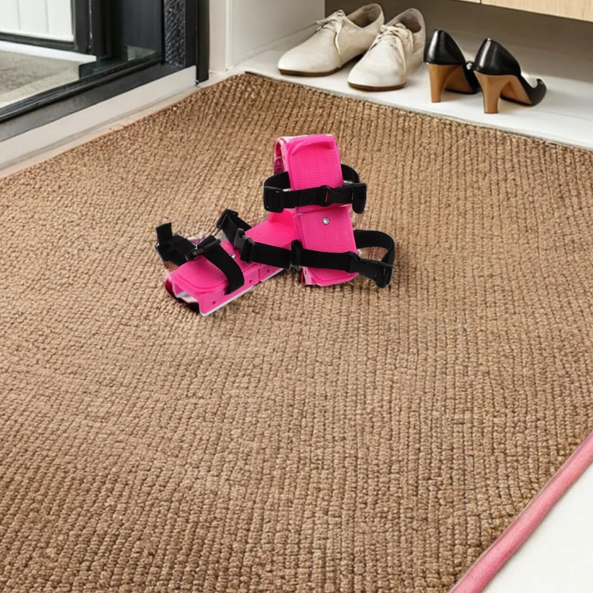 TOYANDONA Pattini da Ghiaccio per Ragazzi Principianti, Colore Rosa, Design Facile, Materiale Pp+Metallo+Nastro, Adatti per Pattinaggio su Ghiaccio e Terreni Innevati