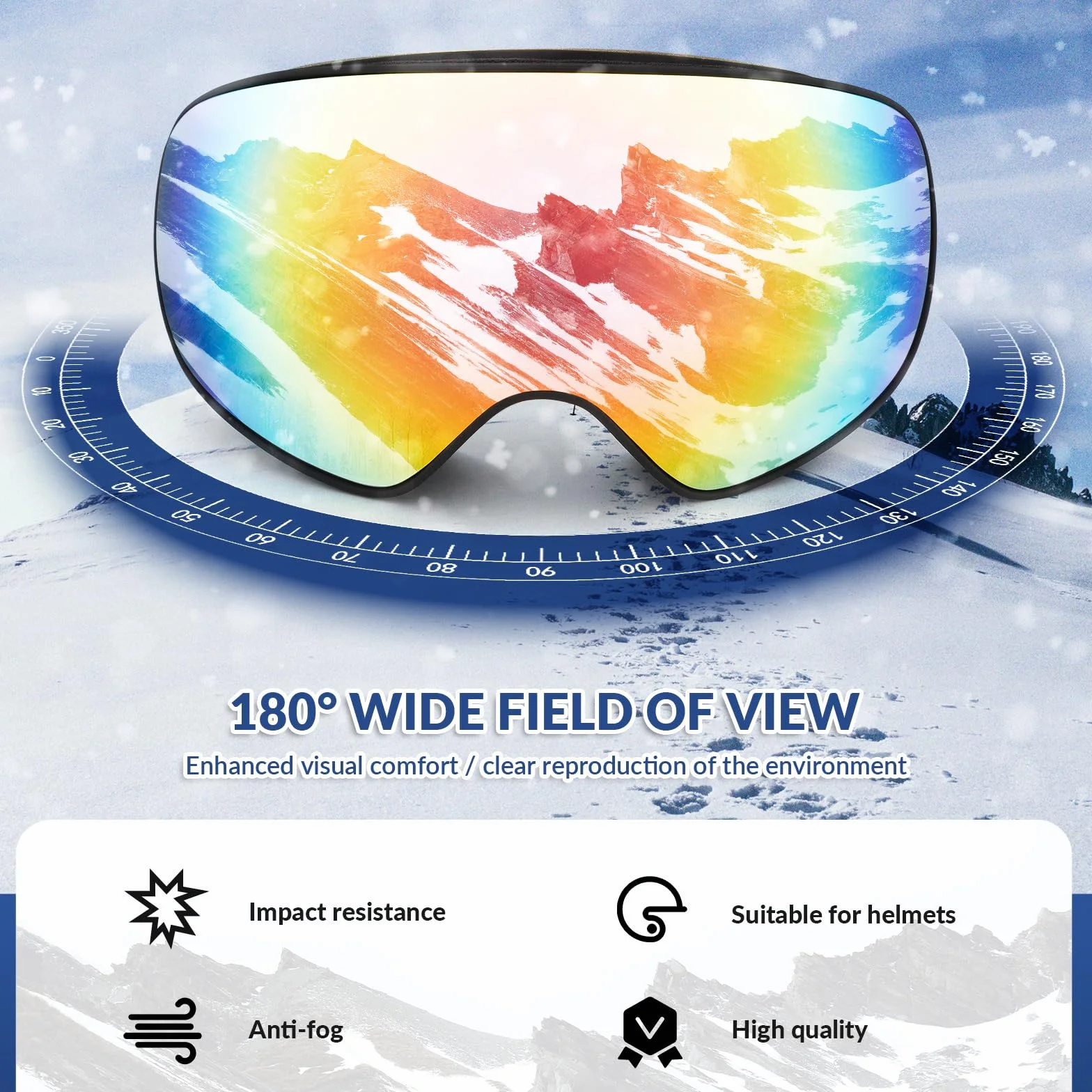 ROCKBROS Maschera da Sci Adulto e Bambini, Ski Goggles per Sci Snowboard, Occhiali per Sciare, Anti-UV, Antiappannamento Antivento, Lenti rivestite, Uomo Donna