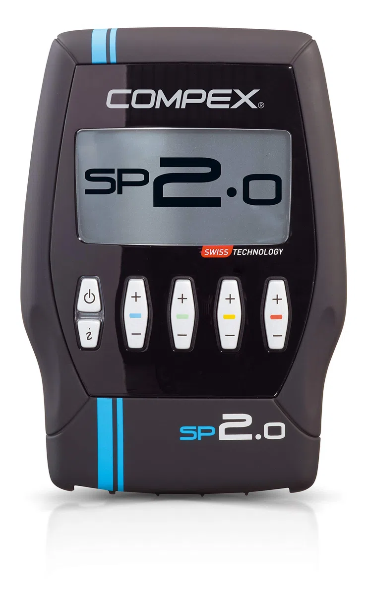 Compex SP 2.0 Elettrostimolatore, Nero con Banda Azzurra