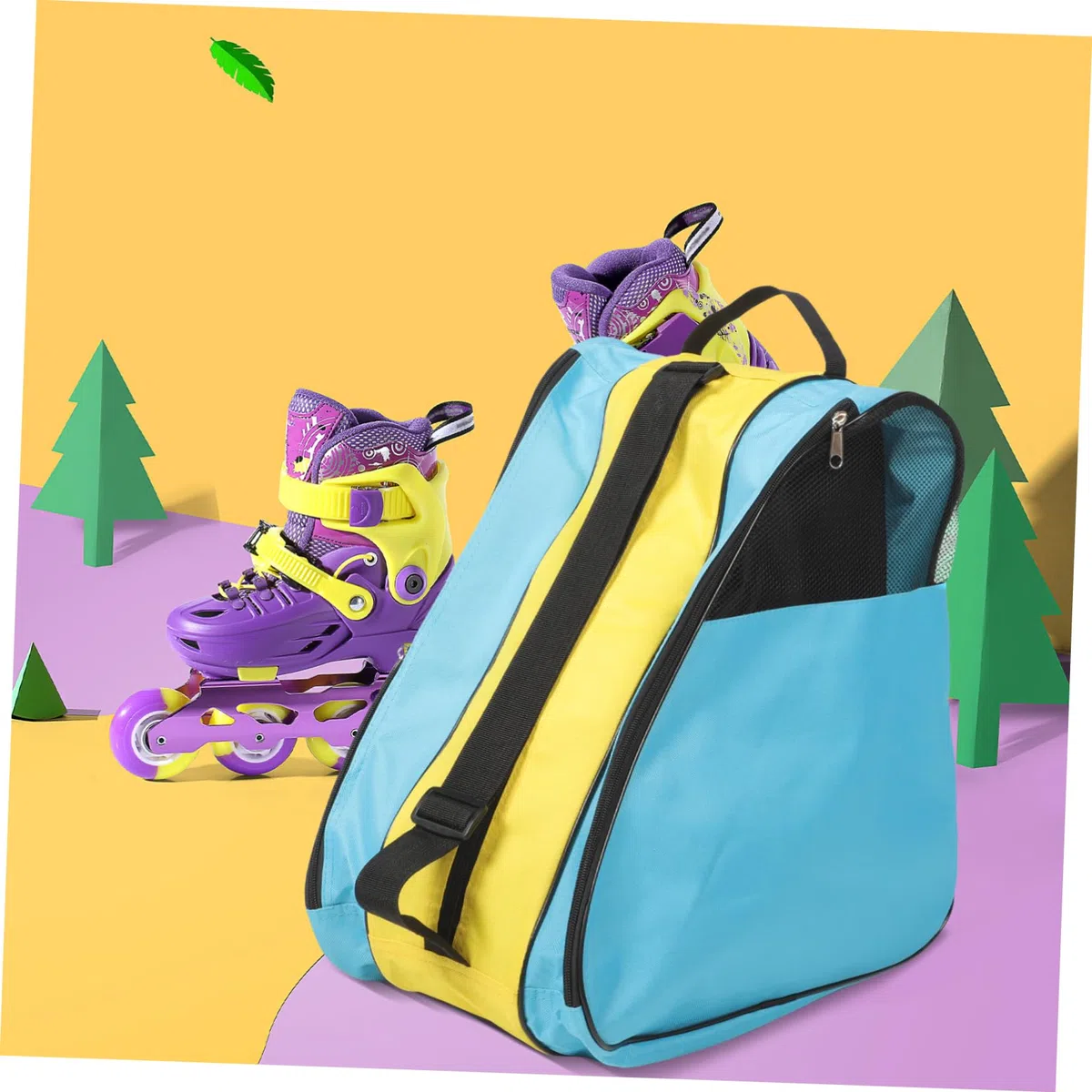 UKCOCO Borsa Porta Pattini Rotelle in Nylon con Cerniera, Zaino per Scarpe da Pattinaggio, Resistente e Pratica, per Trasporto e Protezione Quotidiana