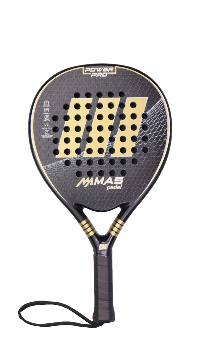POWER PRO - Racchetta da Padel, Oro/Nero, Unisex, Adulto, 100% Rivestimento in Carbonio, Superficie Ruvida, Alta Performance