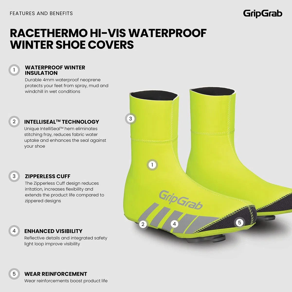 GripGrab RaceThermo Copriscarpe per Bici da Strada Impermeabili in Neoprene Invernale Sovrascarpe Termici Antivento